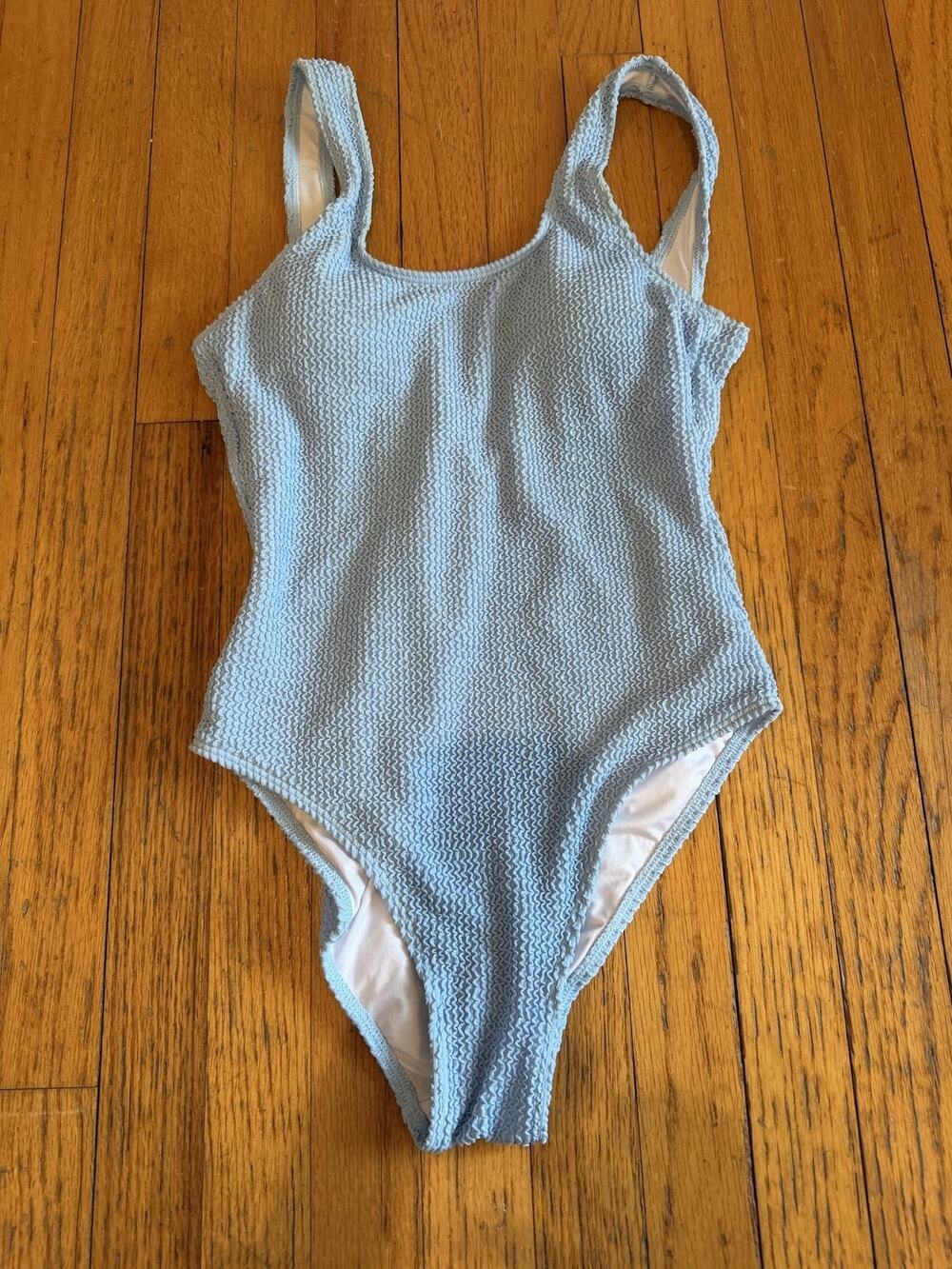 Swimsuit Womens Small Blue Textured One Piece Scoop Back